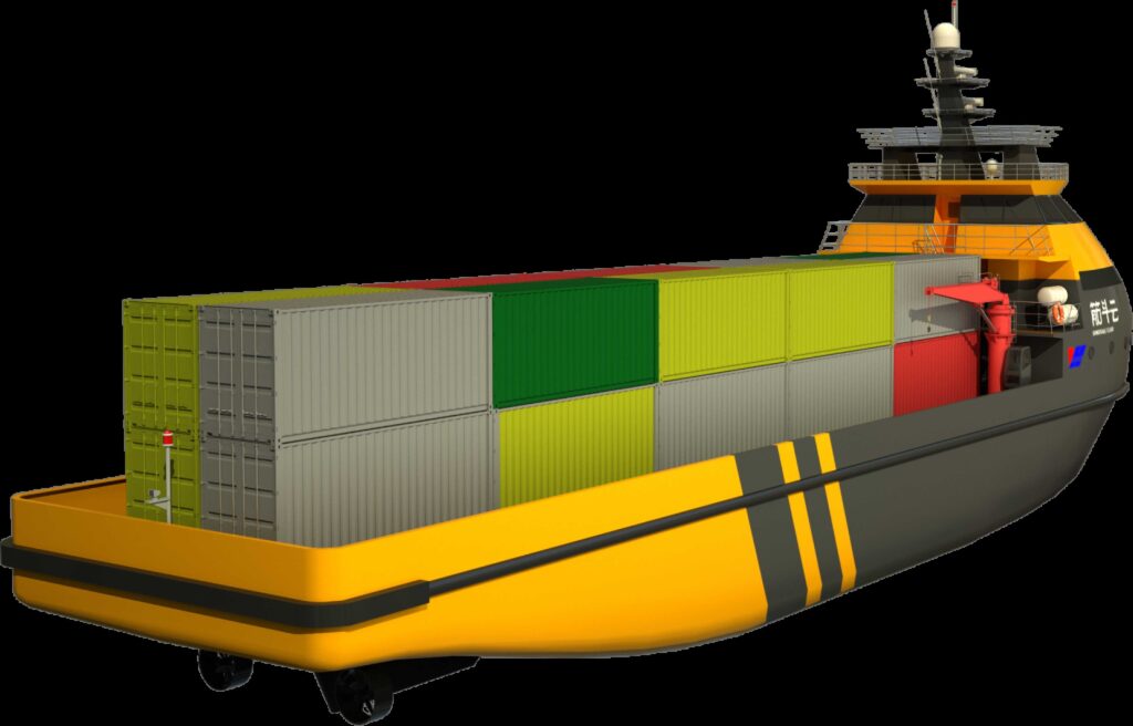 Figura 1: Proyecto de buque carguero autónomo (Fuente: Oceanalpha)